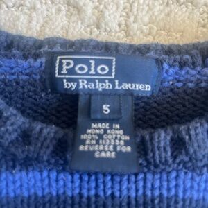 Polo by Ralph Lauren Men's Striped Blue Sweater